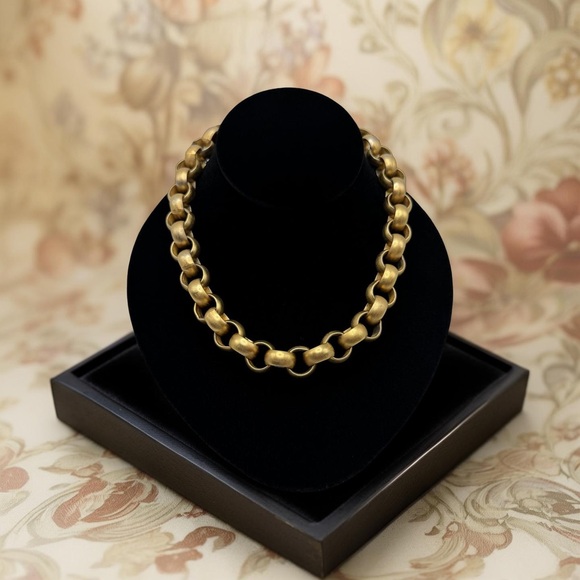 Vintage Escada Oversized 14.5mm Rolo Link Gold Tone Toggle Necklace – 17.5”